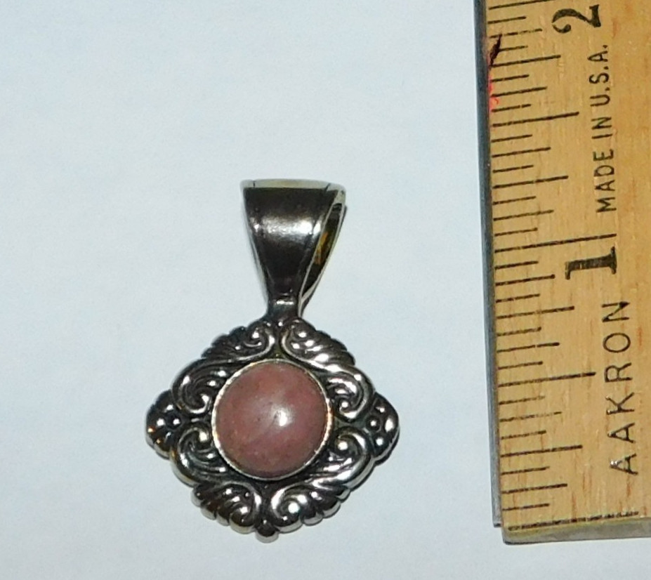 CD 925 Sterling Silver Rhodonite Gem Pendant