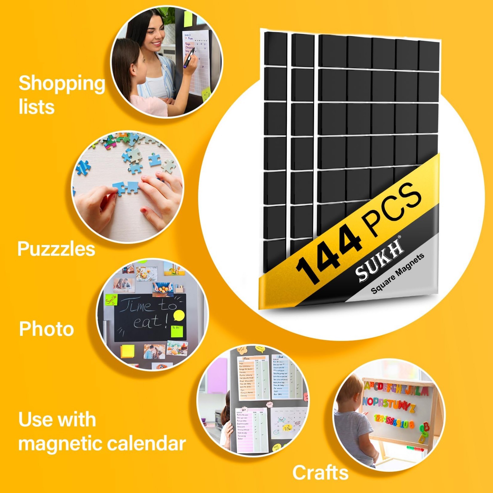 144Pcs Square Magnets Magnetic Tape Strip - Magnet Sheets with Adhesive Backin