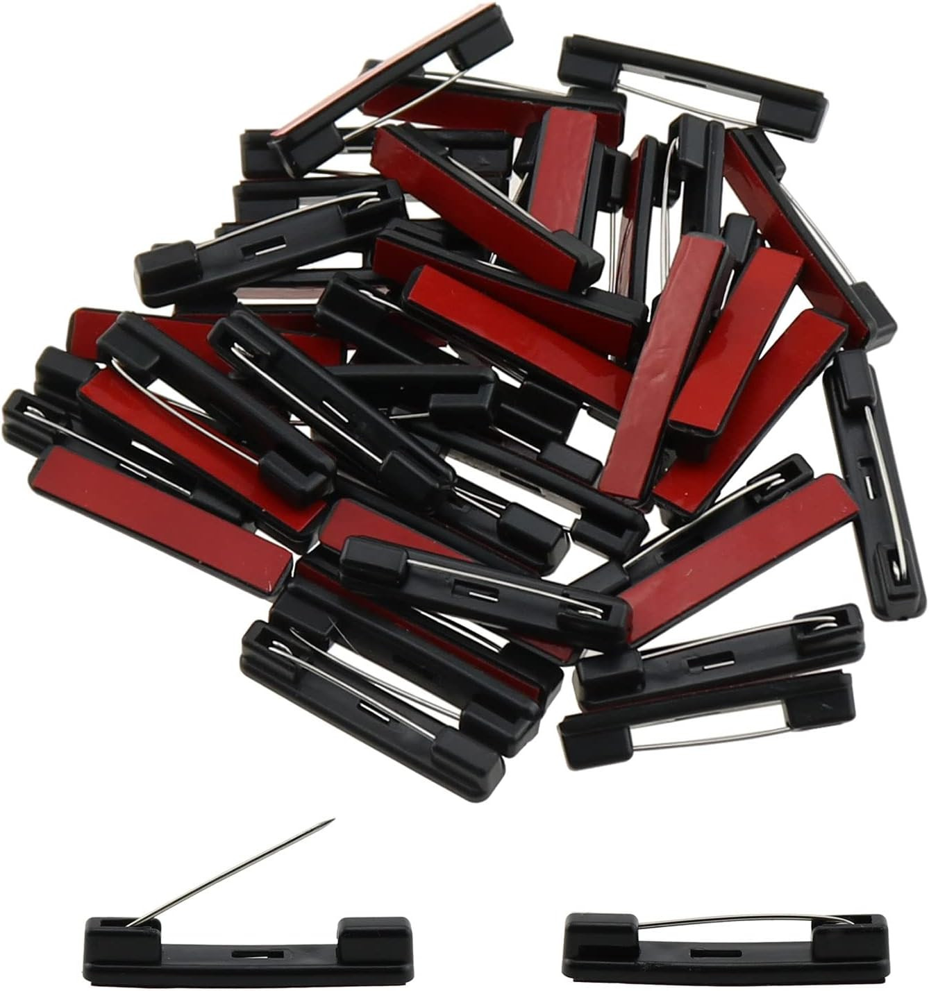 Self-Adhesive Bar Safety Pins  50Pcs Black Safety Pin with Adhesive Brooch Back