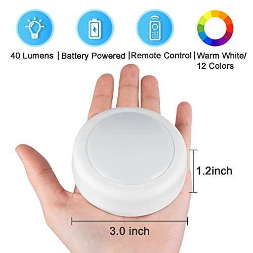LED Puck Lights with Remote Control, Wireless Under Cabinet Lighting, Battery