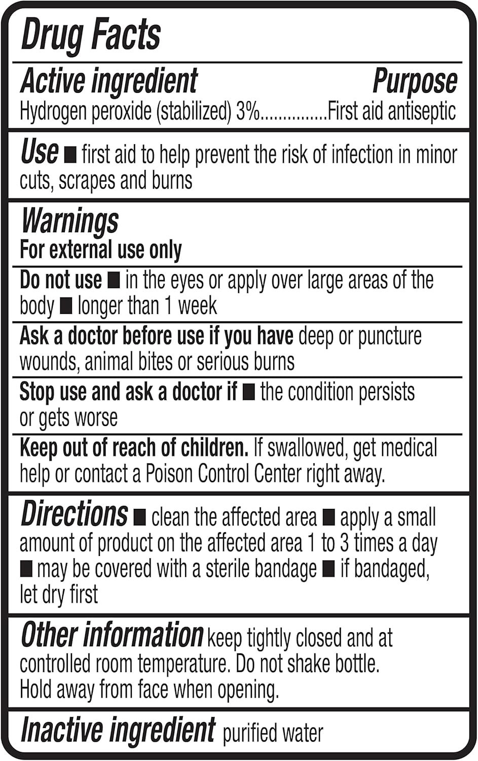 Amazon Basics Hydrogen Peroxide Topical Solution USP, First Aid Antiseptic for