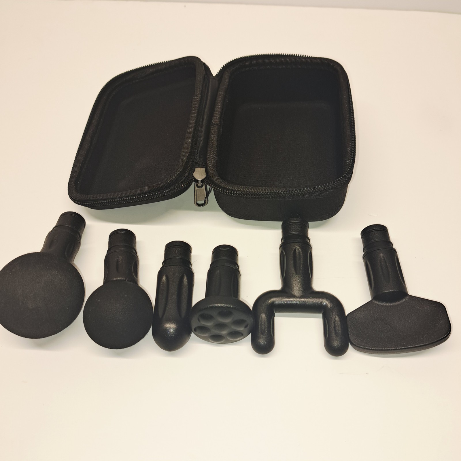 Sharper Image Massage Gun Attachments 6pc Set w/ Case Black Replacement Heads VG