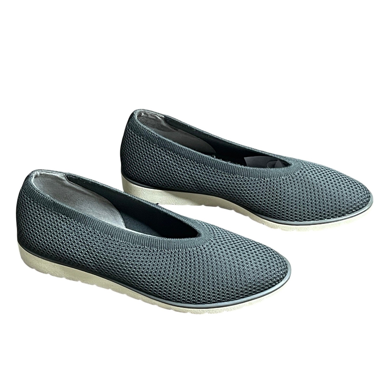 Eileen Fisher Womens Stretch Mesh Knit Ballet Flats Grey Platform Shoes 7.5