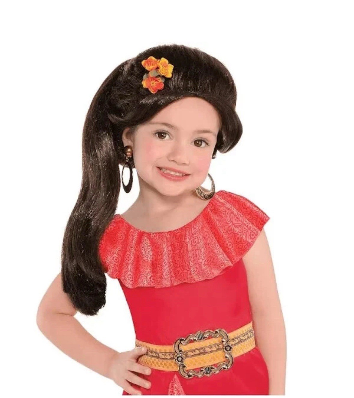 Elena Of Avalor Kid's Girl Wig Dark Brown Disney Halloween  - New