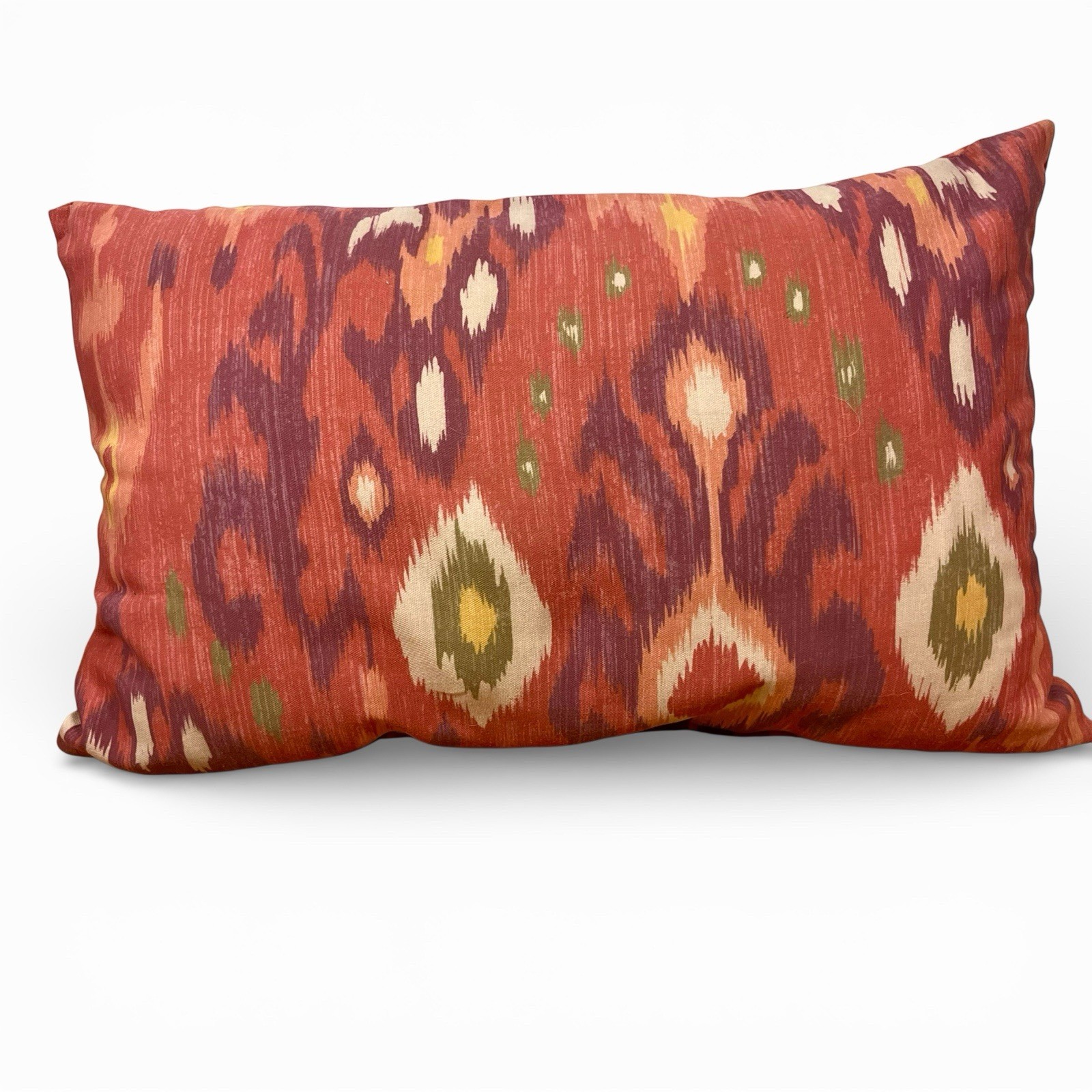 Pottery Barn Ikat Lumbar Pillow 26x18 Boho Global Coral Accent Pillow Southwest