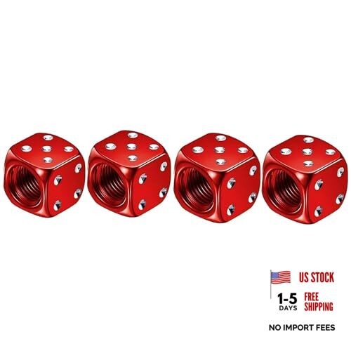 4 PCS Dice Tire Valve Stem Caps, Custom Alloy American-style Tire Valve Stem