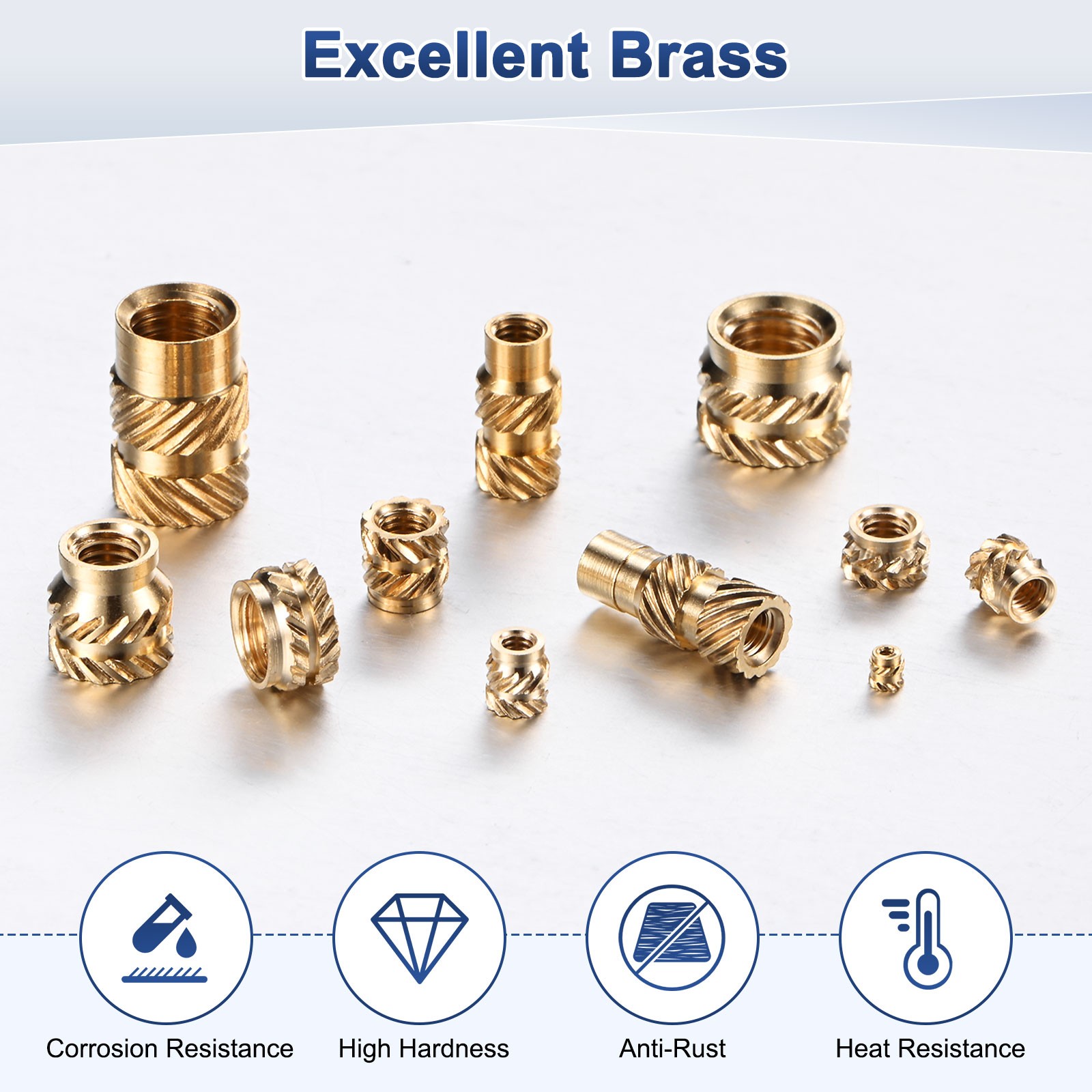 25-Pack Threaded Inserts - M8 x 12mm Brass Heat Set Insert Nuts 10mm OD