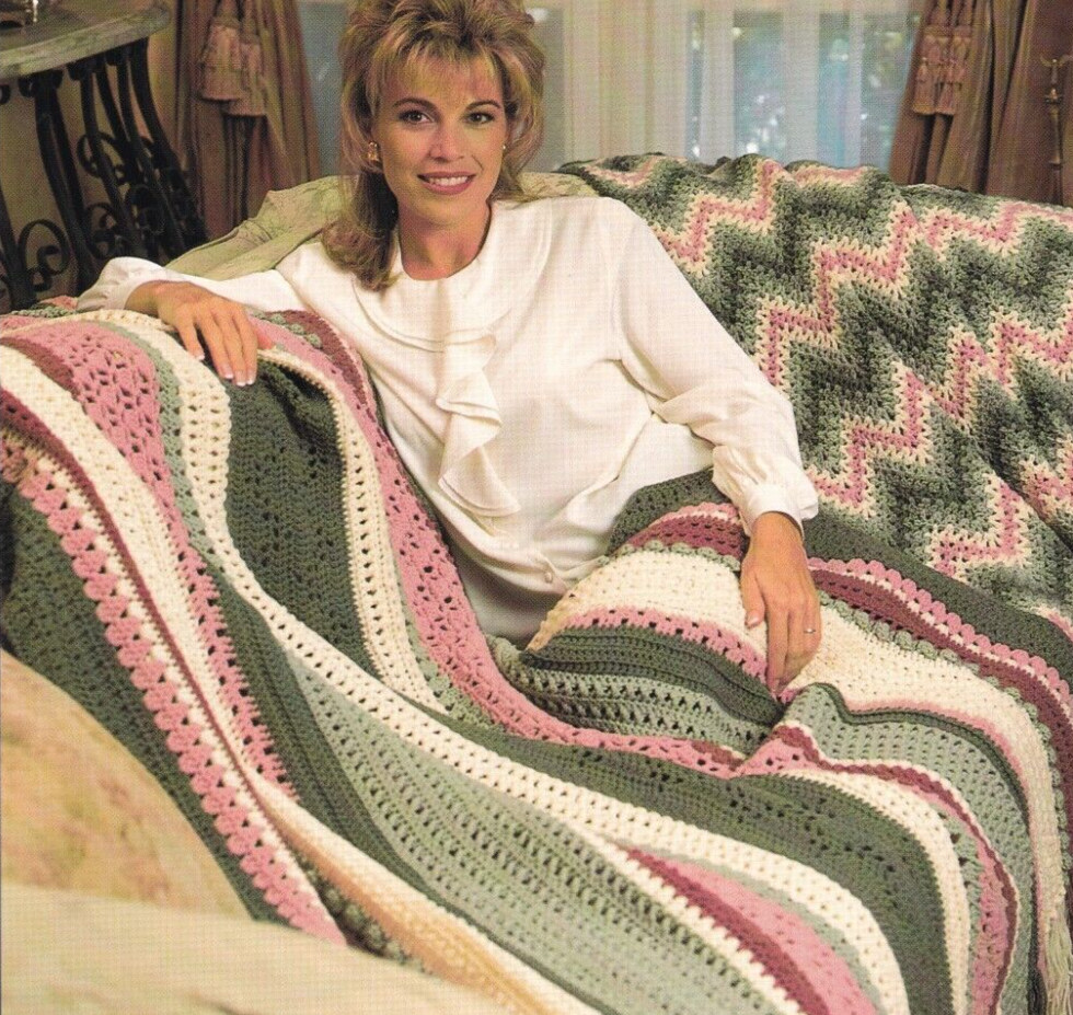 Afghan Crochet Pattern Instructions TWO FOR ONE Ripple Stripes 2 Styles