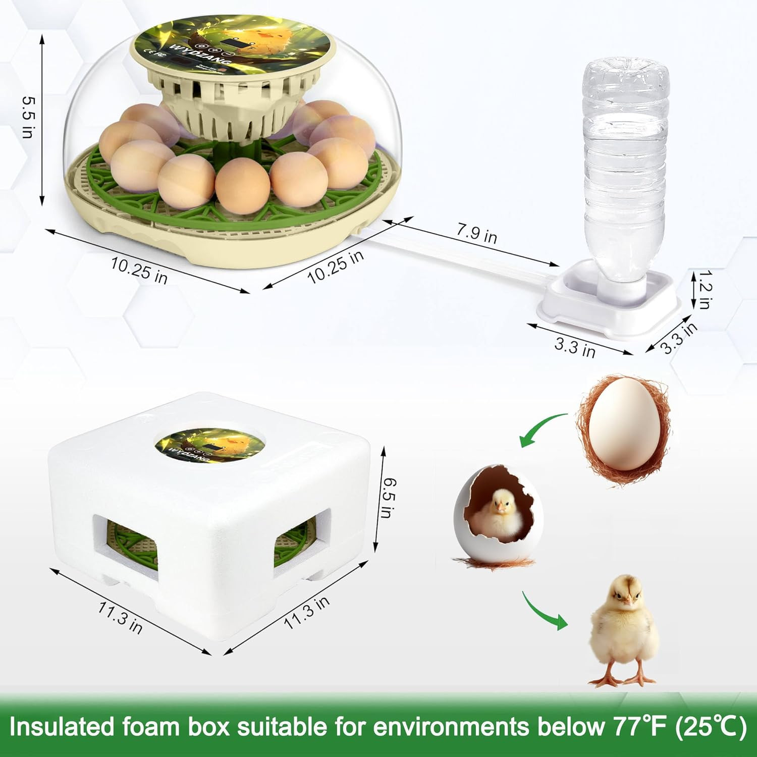 Smart Chicken Incubators for Hatching Eggs with Automatic Turner Small Poultry D