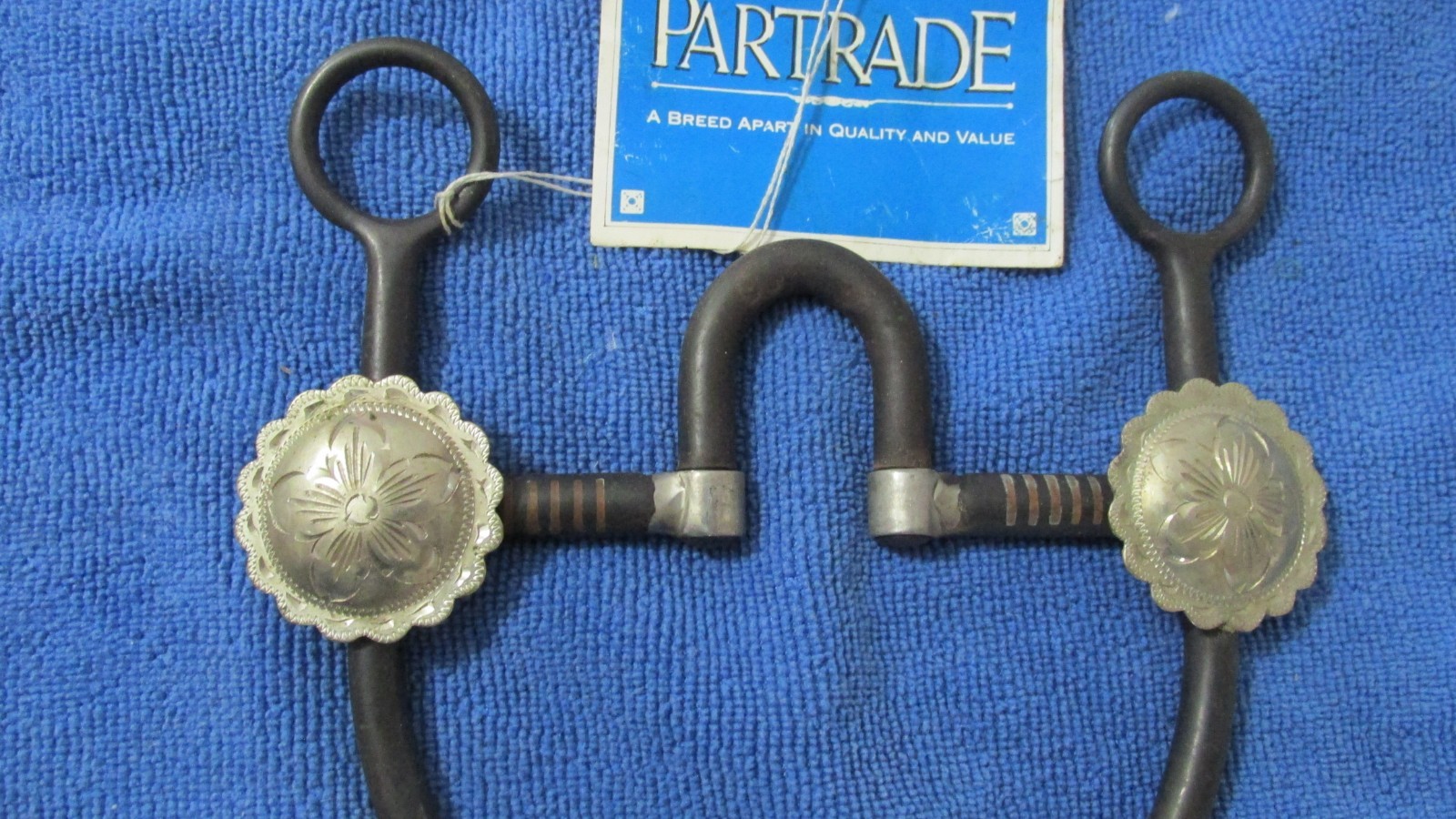 Antique Brown High Port Riding Bit Silver Conchos