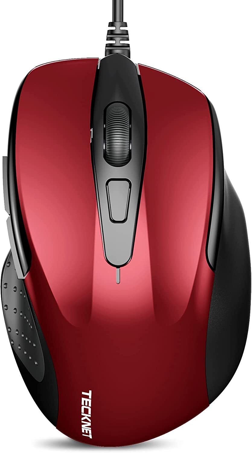 TECKNET 6-Button USB Wired Mouse with Side Buttons, Optical Computer Mouse