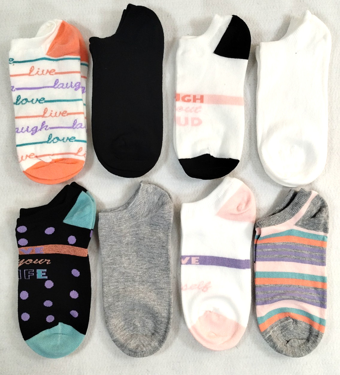 8 Pairs Ladies Burlington No Show Liner Socks Cotton Colorful Shoe Sz 4-10