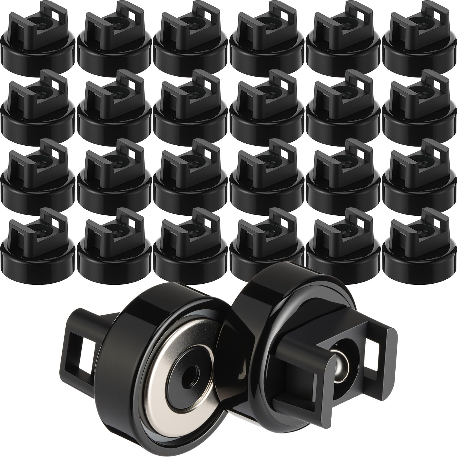 Yookeer 24 Pieces Magnet Zip Tie Mount 22 mm Heavy-duty Magnetic Black