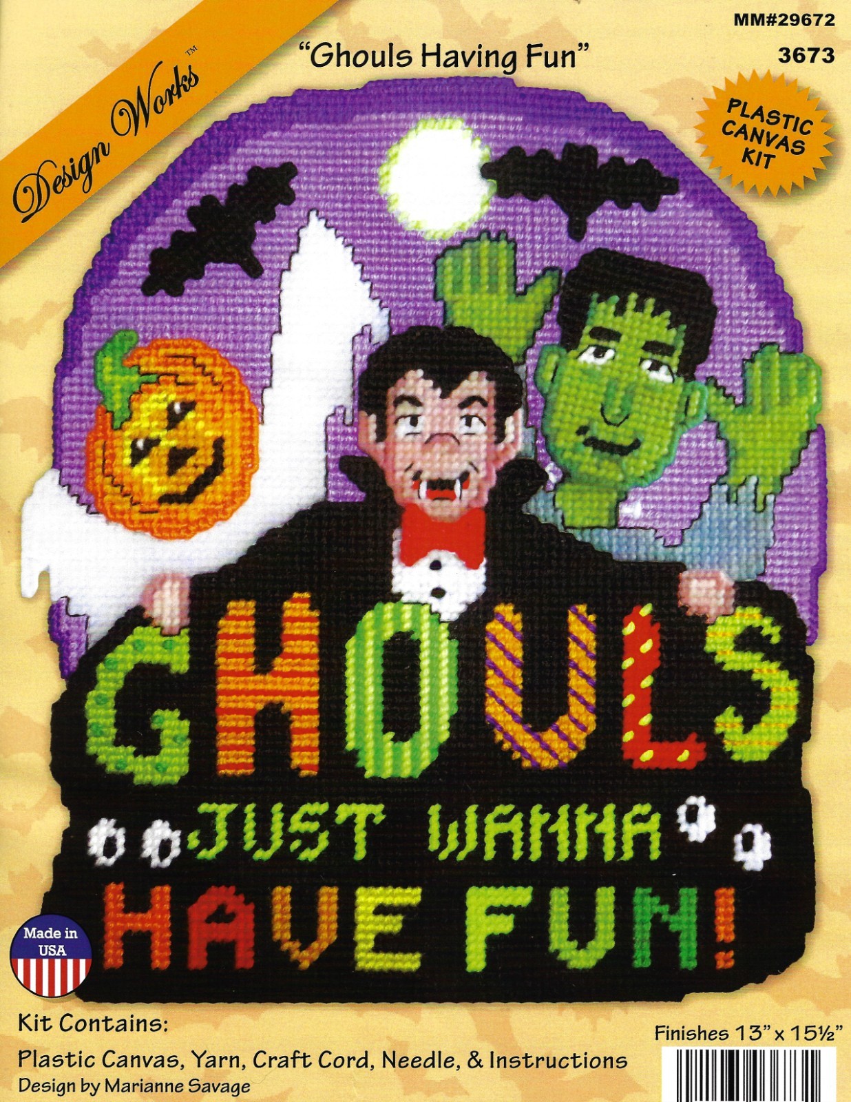 GHOULS HAVING FUN  WALL HANGING  7ct plastic canvas PATTERN (#TF0298)