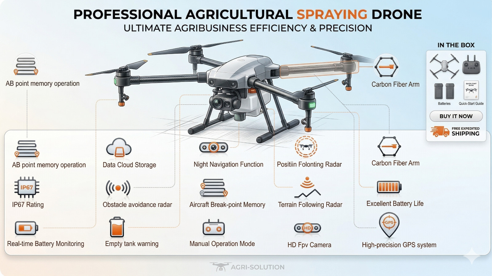 Agricultural Crop Sprayer Drone 16L