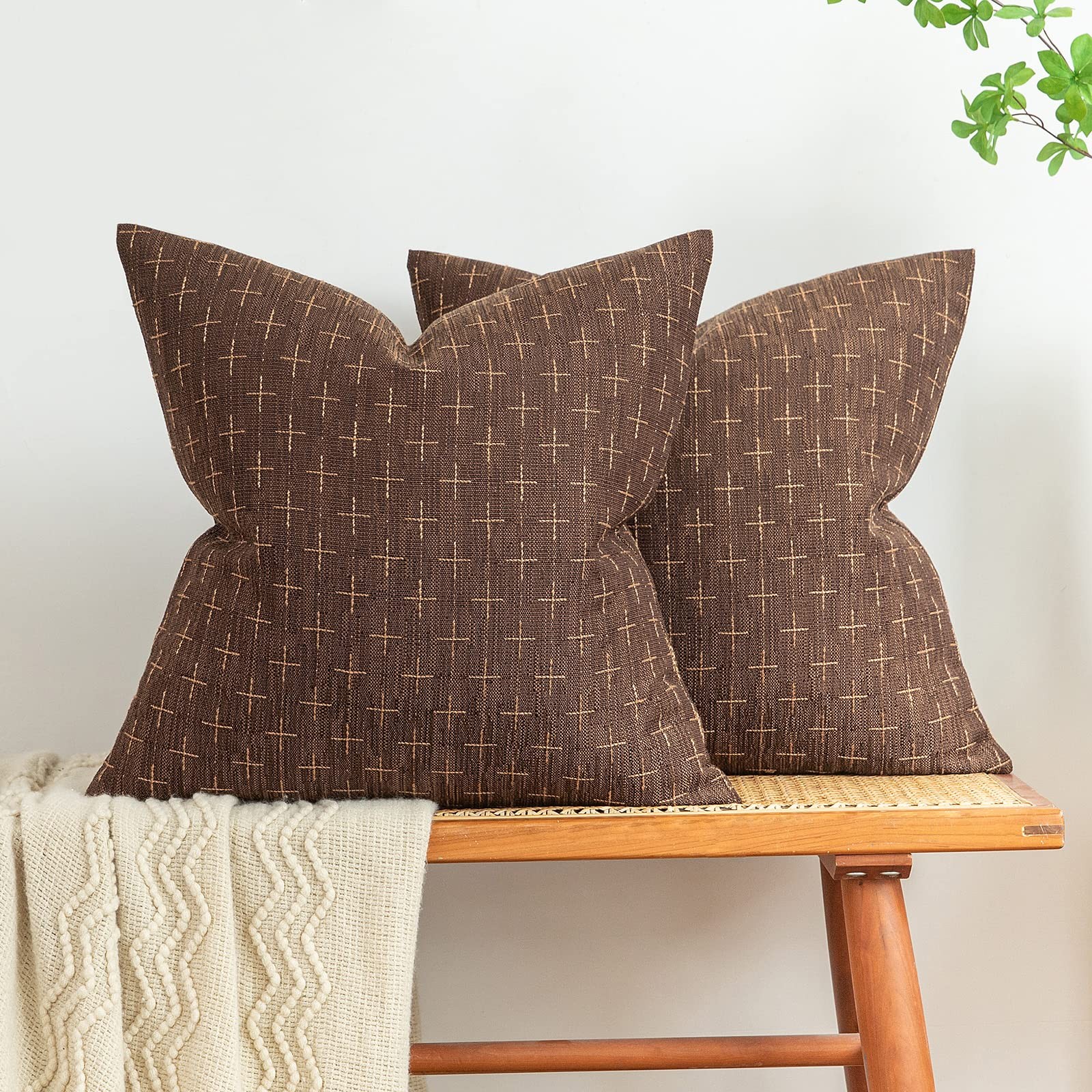 MIULEE Pack of 2 Decorative Vintage Burlap 18" x (Pack 2), Dark Coffee