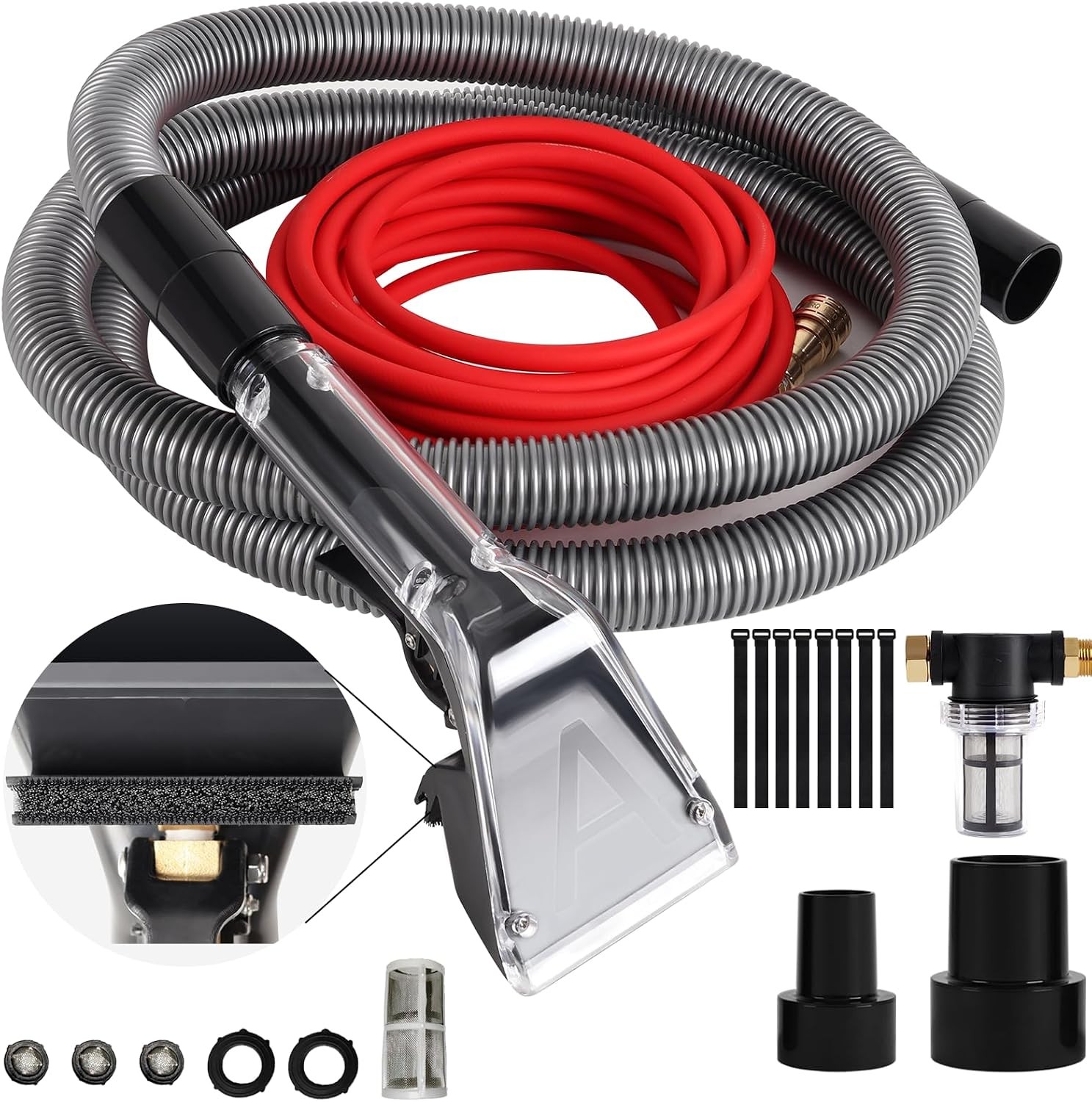 【Upgrade Hard Bristle Brush】Better Extractor Hose Kit for Shop Vac, with 10FT Ho