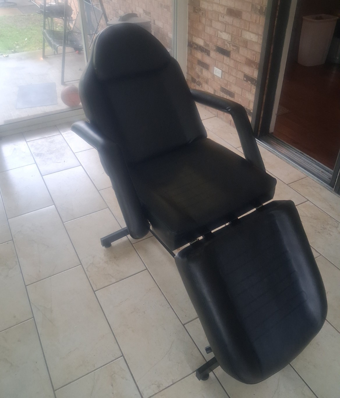 Black Adjustable Massage Table with Face Hole, Armrests, Adjustable Height