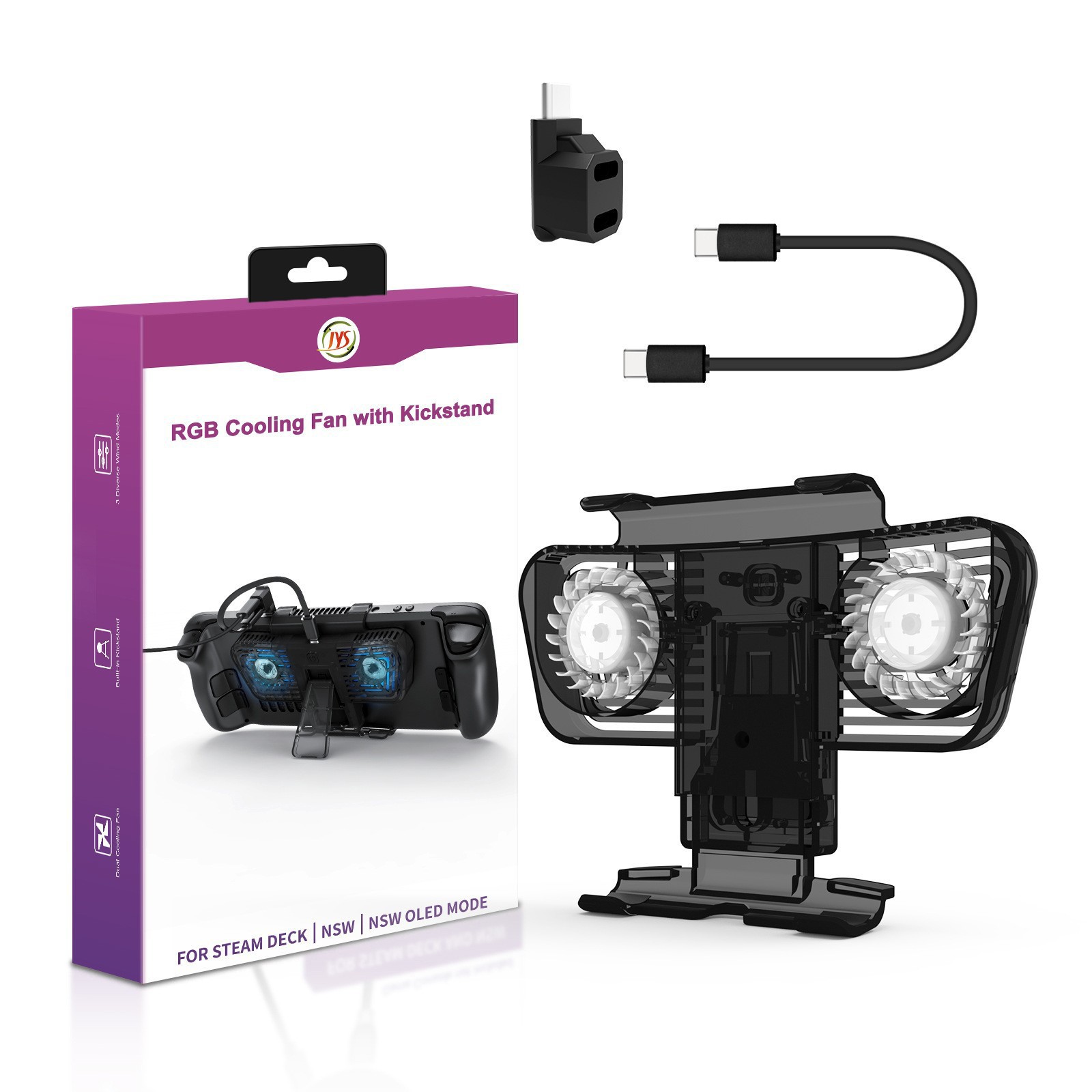 ABS External LED Fan Cooling Holder Bracket For Steam Deck/Switch/Switch OLED