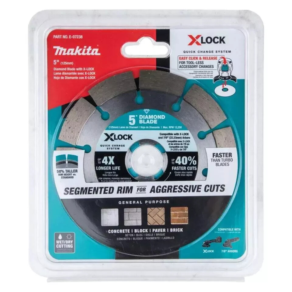 (J) Makita - E-07238  X-Lock 5In Segmented Diamond Blade For Masonry Cutting