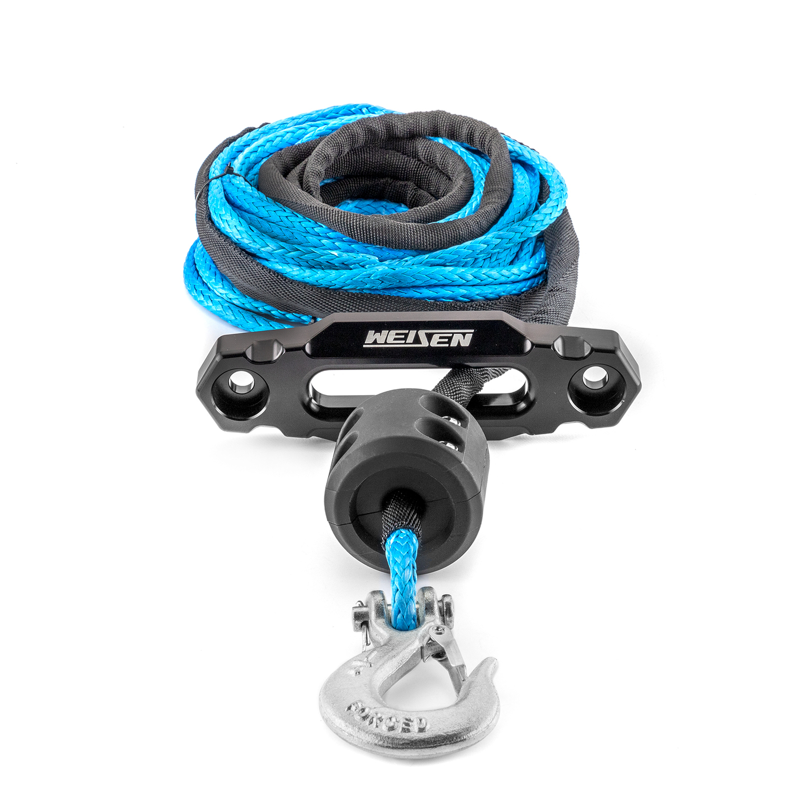 WSAYS 1/4" x 50' Synthetic Winch Line Cable Rope W/ Sleeve+Winch Hook Fairlead