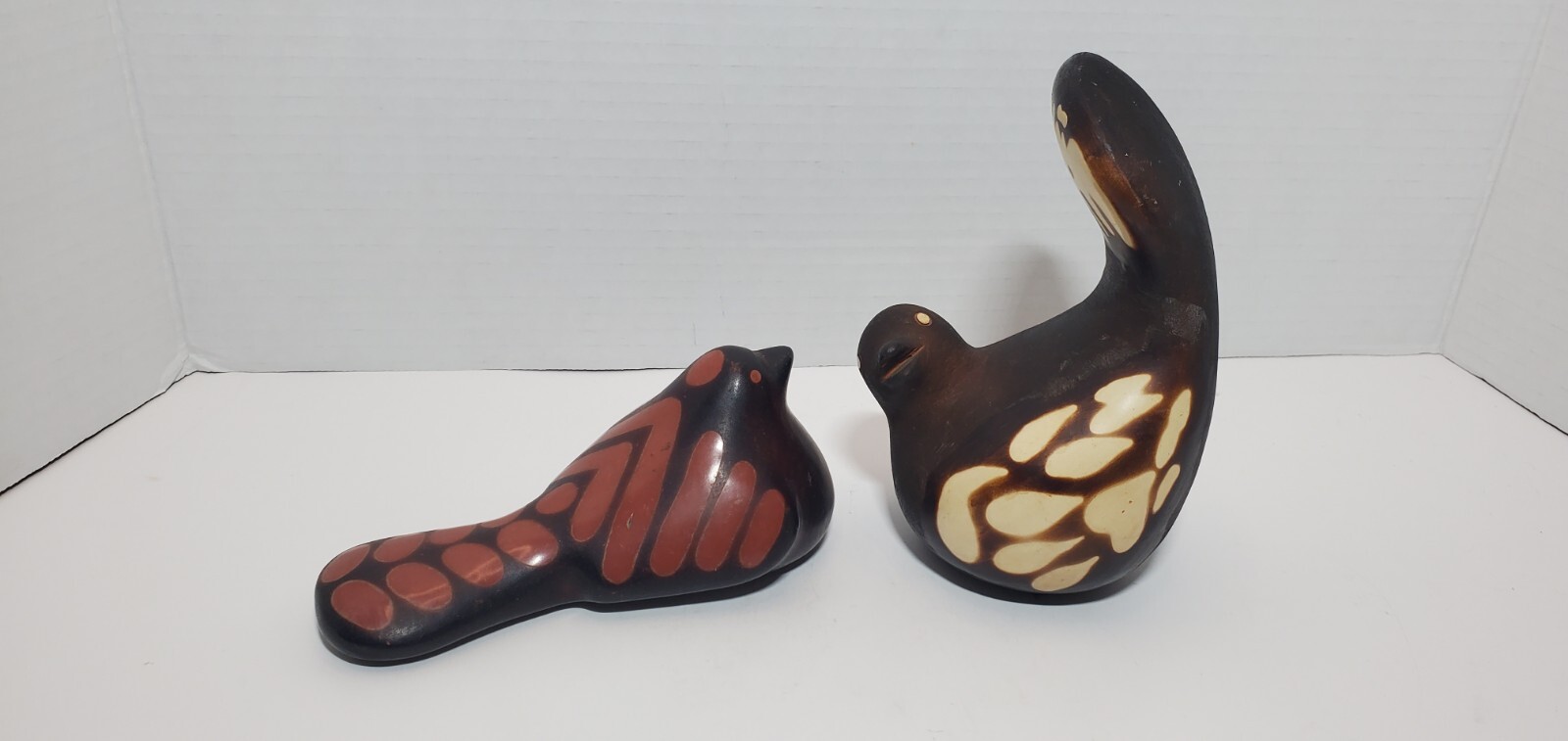 Vtg 2 Primitivo GARCIA Art Pottery Birds Peruvian Partridge Sculpture Figurines
