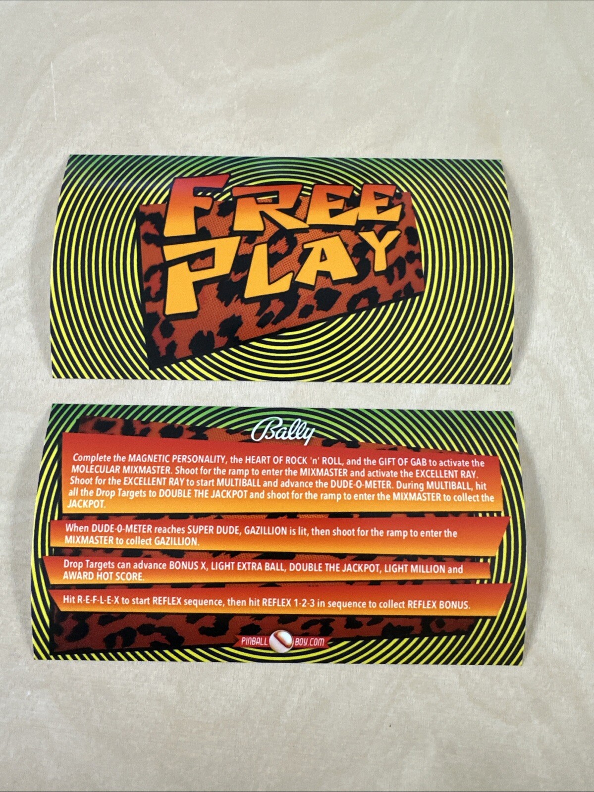 Bally Dr. Dude Pinball Apron Cards
