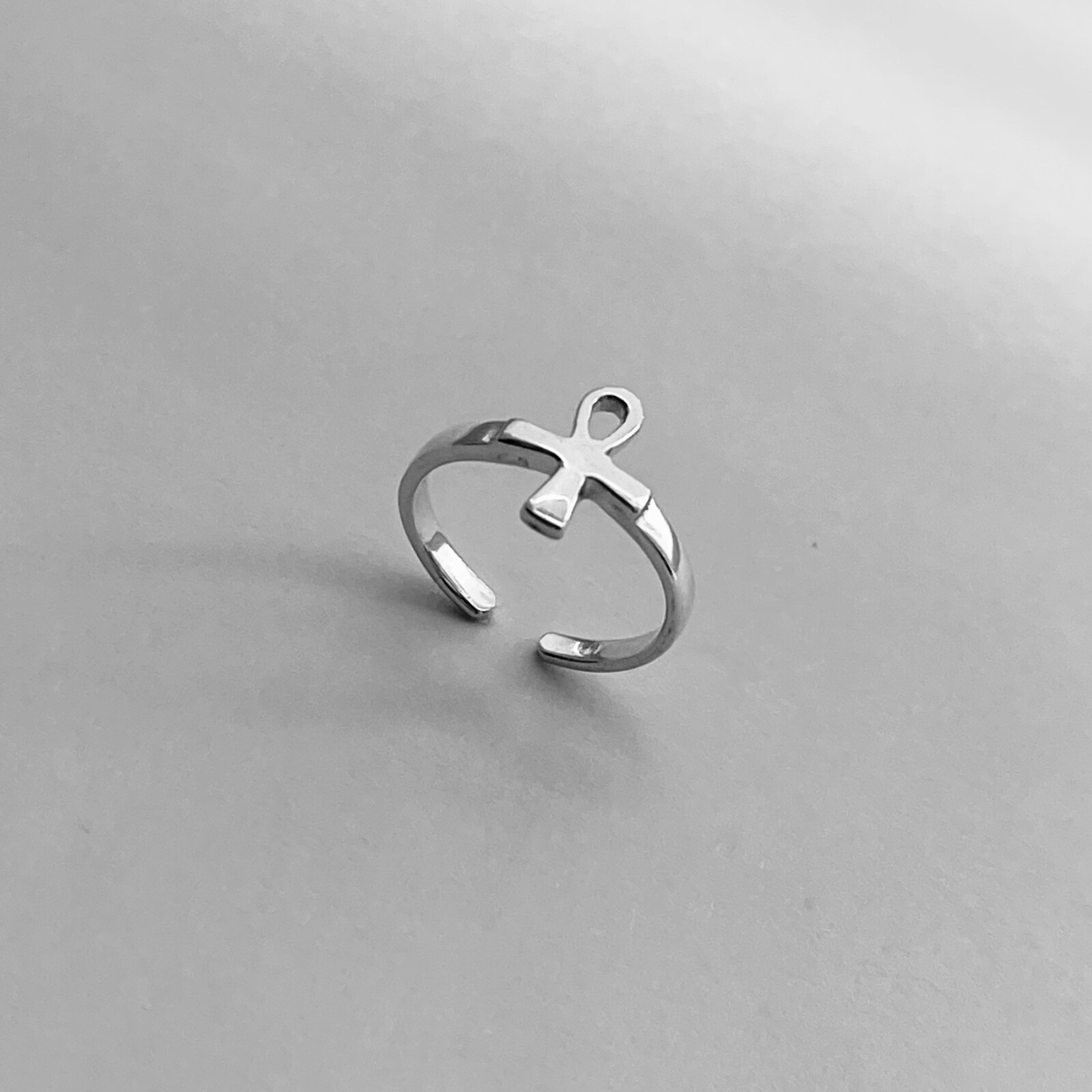 Sterling Silver Ankh Toe Ring, Cross Toe Ring, Silver Rings, Religious Ring