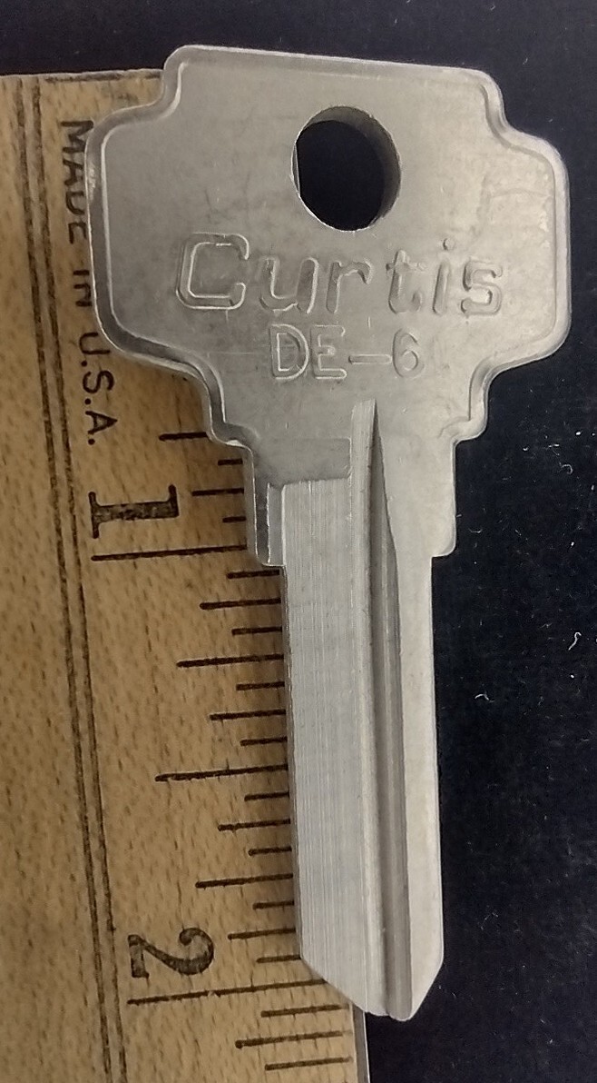 Blank Key Curtis DE-6 Appx 2-1/16"” Uncut New Old Stock Made In The USA