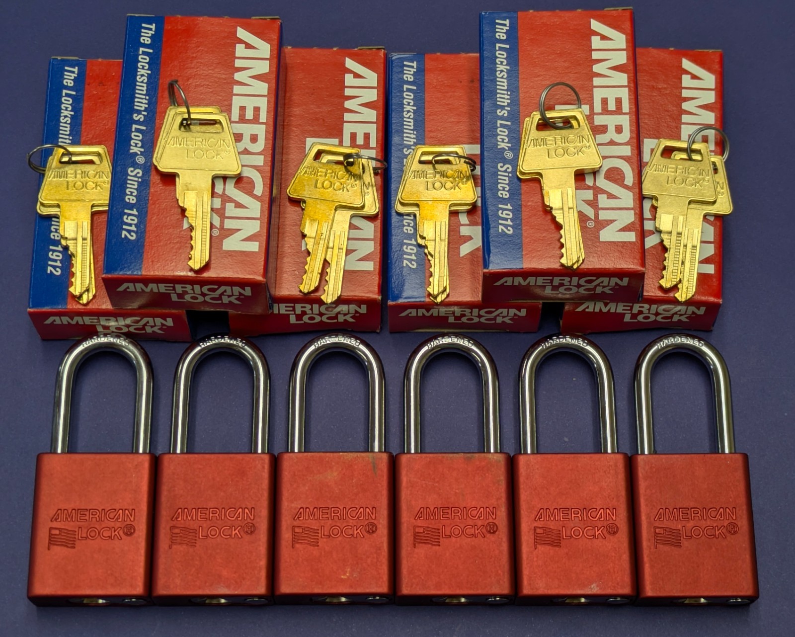 6-PACK American Lock RED PADLOCK A1106KARED KEY# 27676 A1106 1 1/2" Shackle