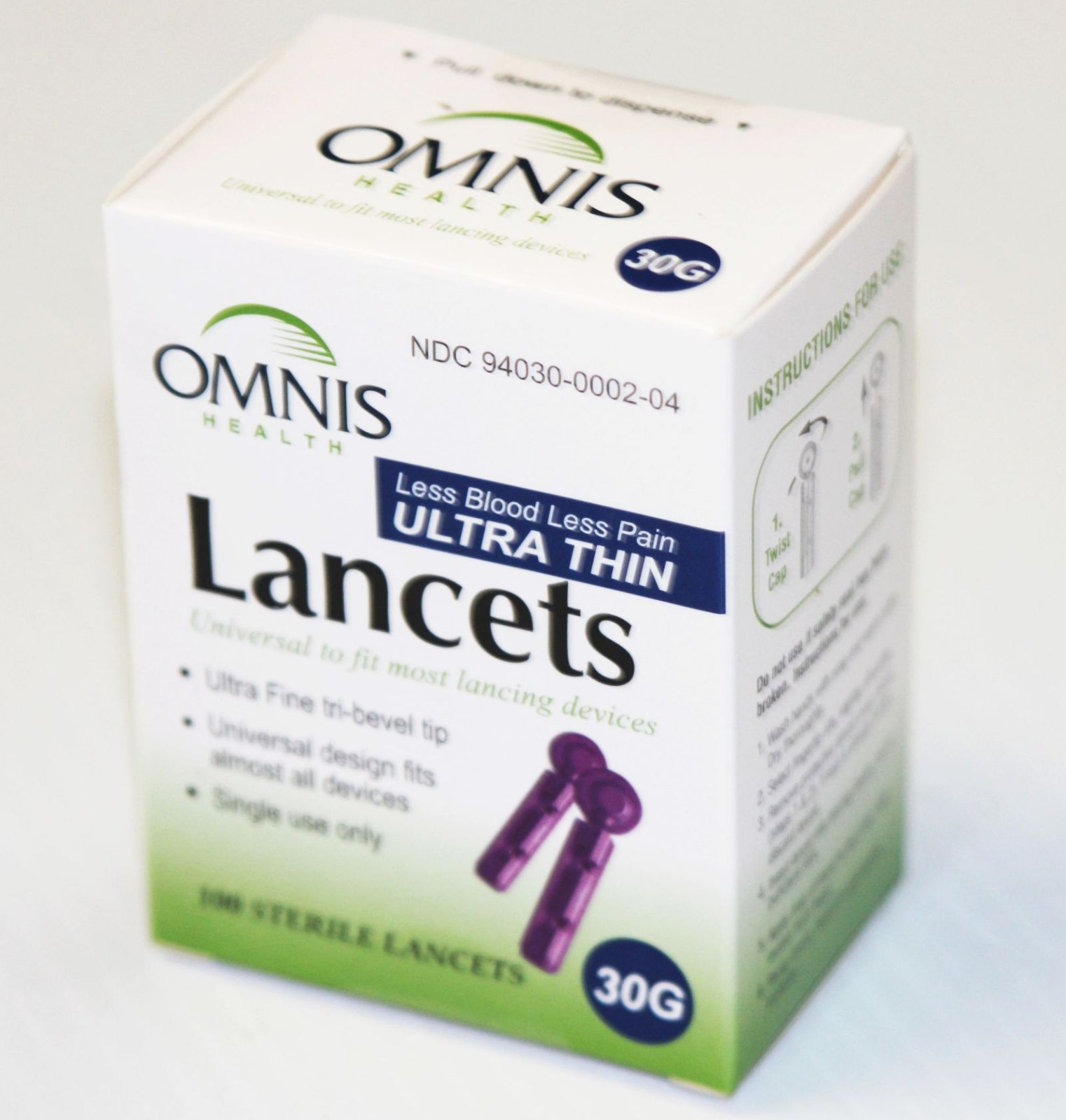 10000x (100 PACK of 100ea Box) Sealed Omnis Ultra Thin Universal Fit Lancets 30G