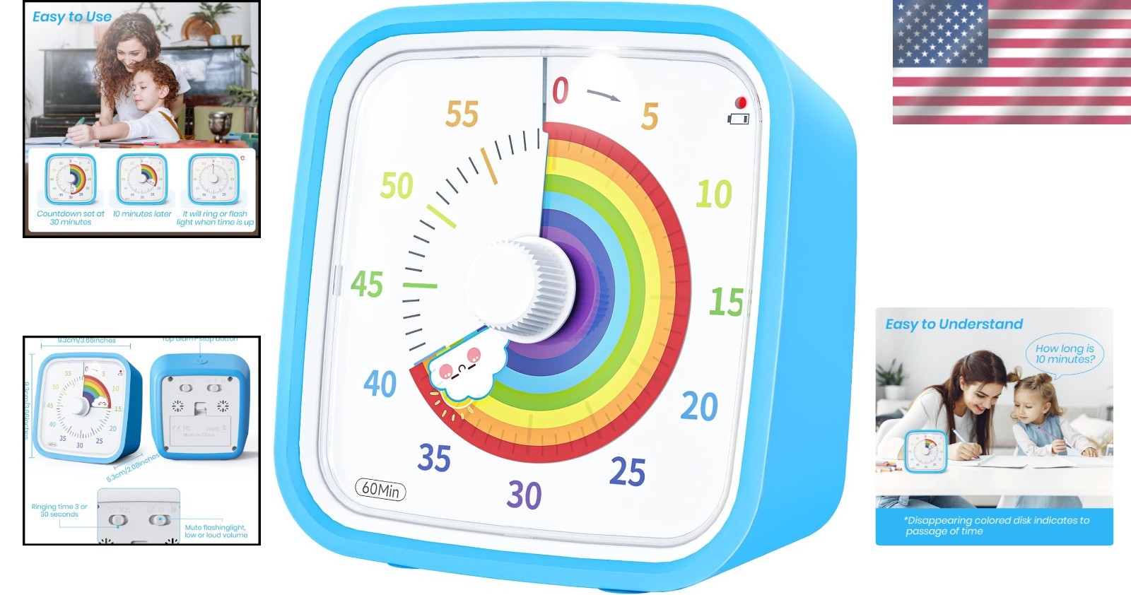 Rainbow Visual Timer for Kids and Adults