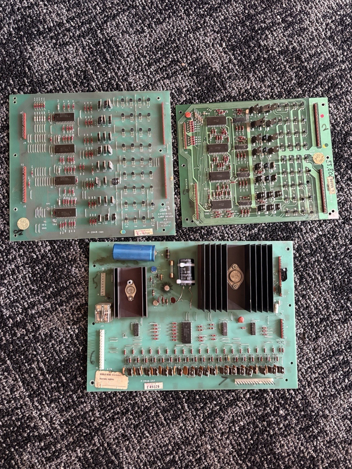 Bally Pinball Lamp Driver Boards and Power Supply Board Lot - 3 Boards