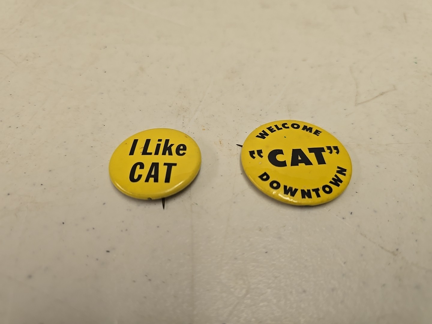 Vintage Caterpillar Tractor Co Advertising Pinback Pair