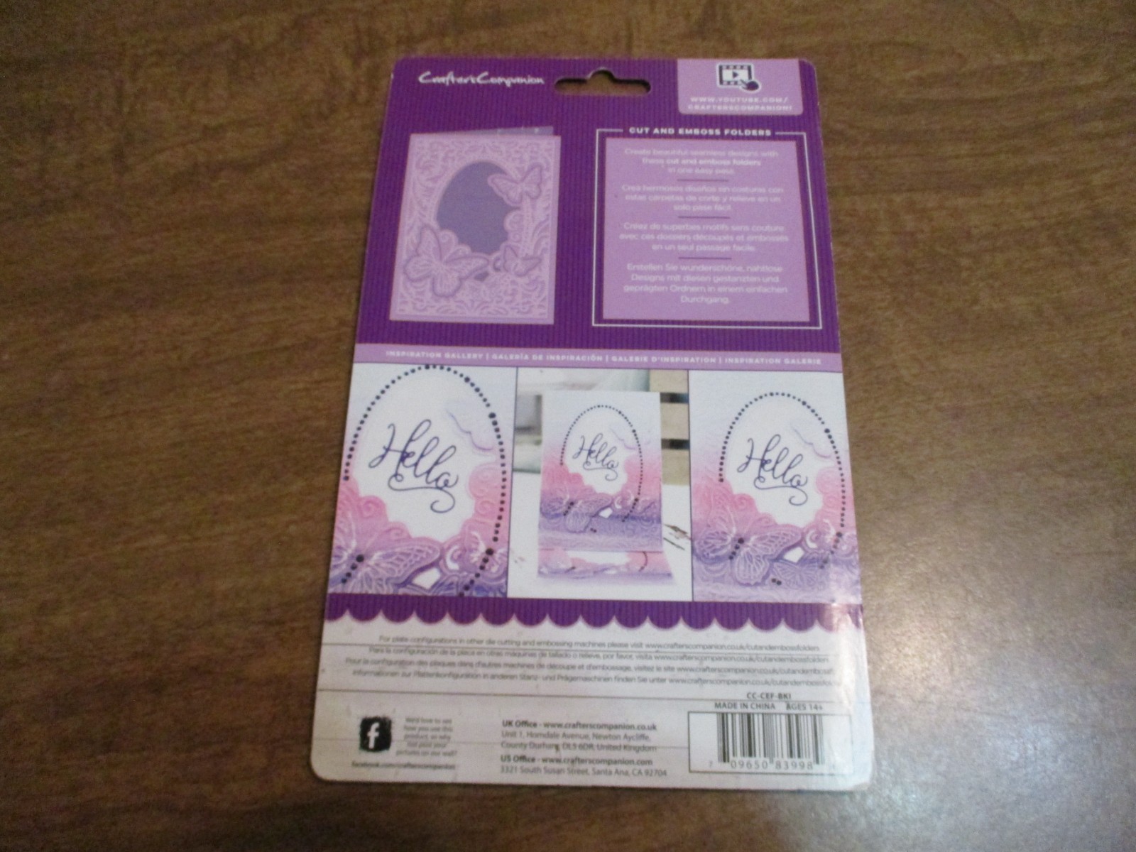 CRAFTERS COMPANION BUTTERFLY KISS CUT & EMBOSS FOLDER