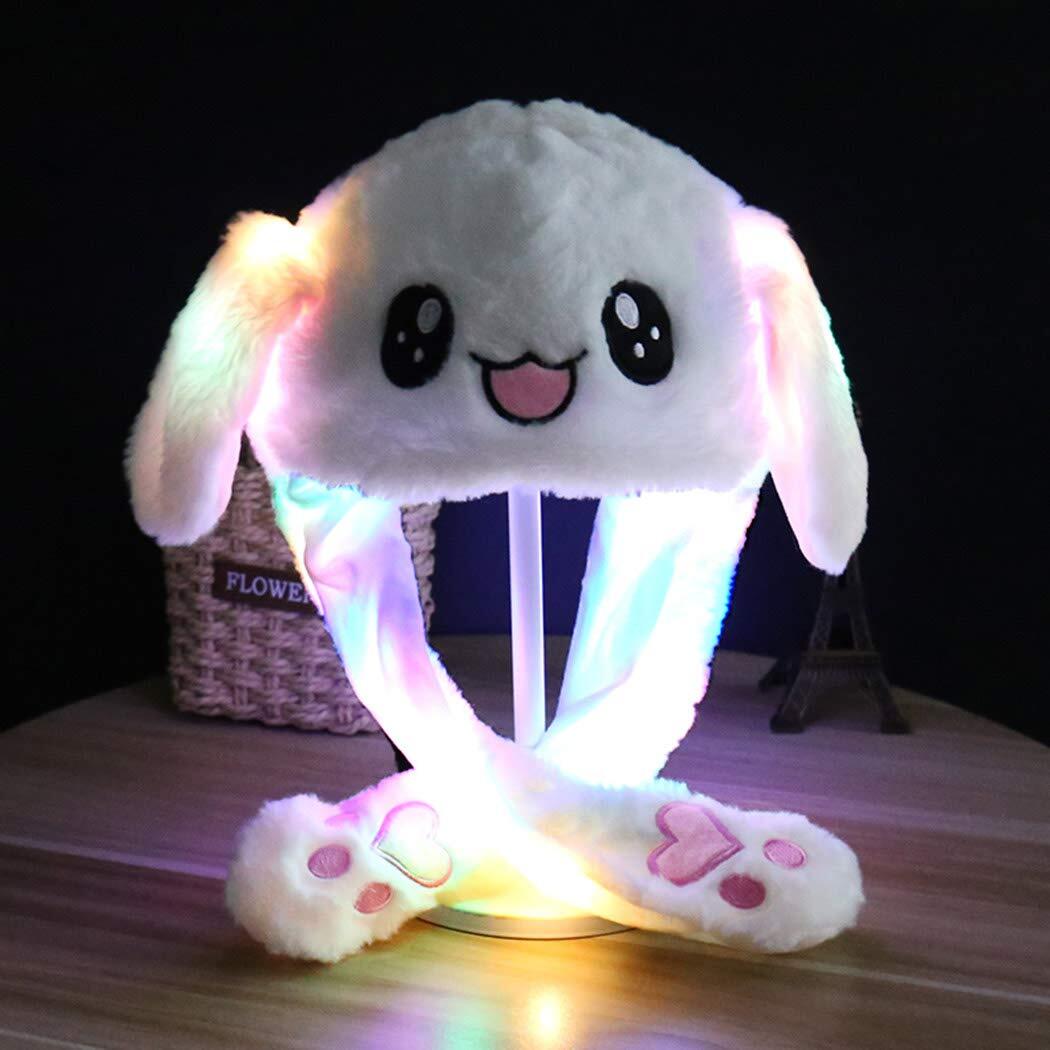 LED Rabbit Ear Hat Airbag Moving Ears Cute Fun Plush Headwear Cap Girl Gifts USA