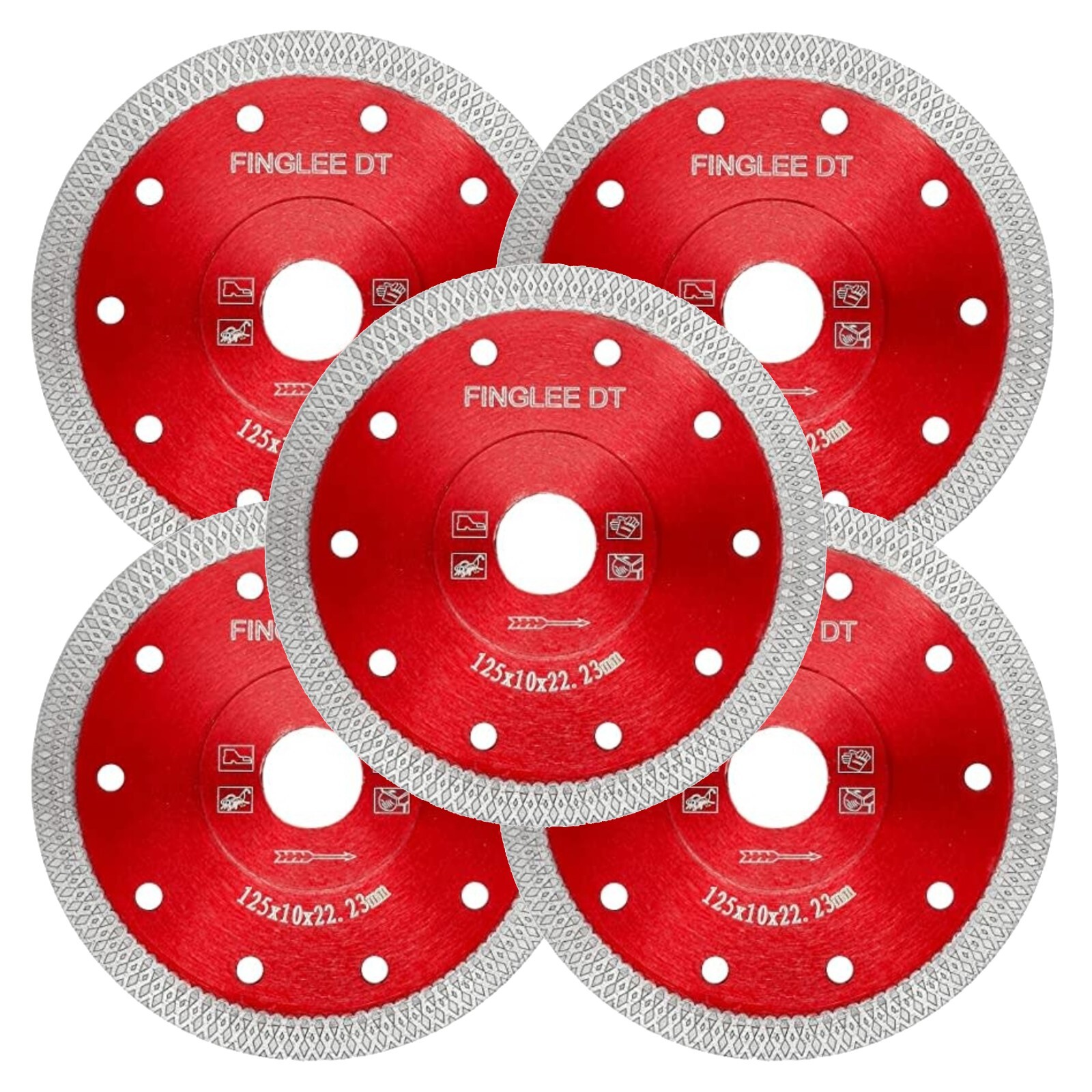 5 Pk Thin 5" Diamond Saw Blade for Porcelain Tile Ceramic 7/8" Bore W/ Adapters