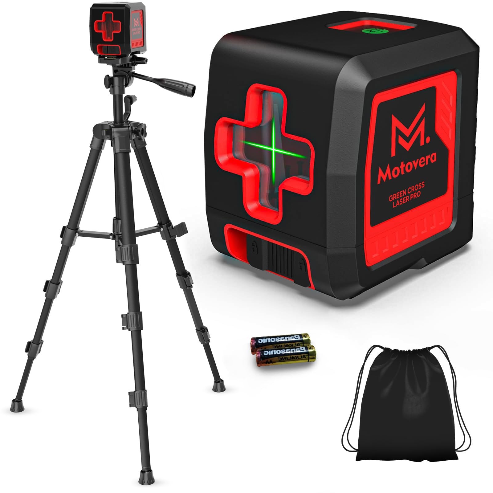 Motovera Self Leveling Laser Level 100ft, Green Cross Line with Tripod