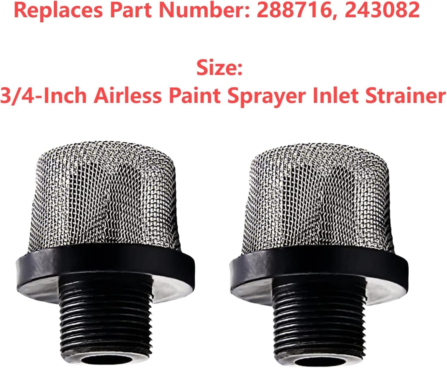 2-Pack 288716 Airless Paint Sprayer Replacement Inlet Strainer, 3/4-Inch Thread,