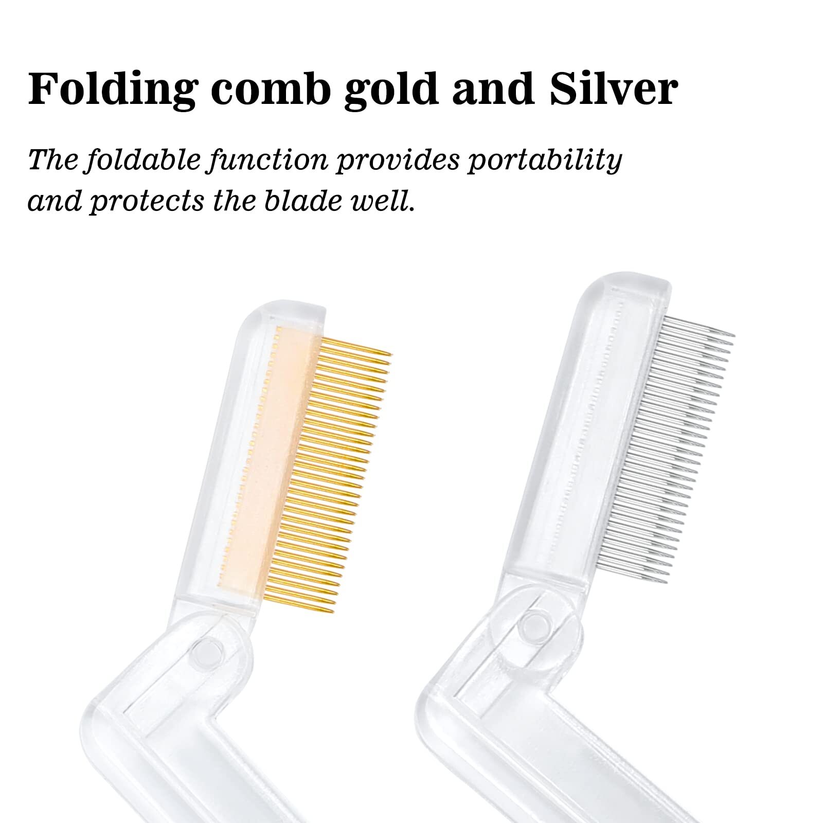 2PCS Folding Eyelash Comb Eyelash Separator Tool White Eyebrow Comb Metal Tee...