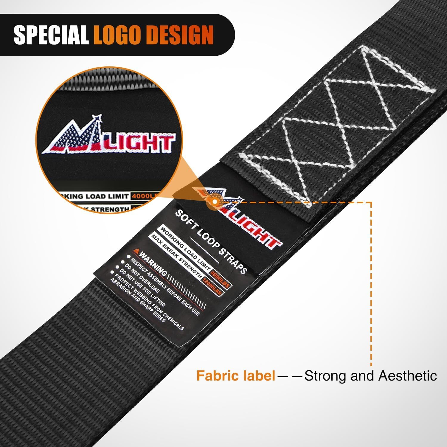 Nilight Motorcycle Tie Down Straps Max Break Strength 12000Lbs Black