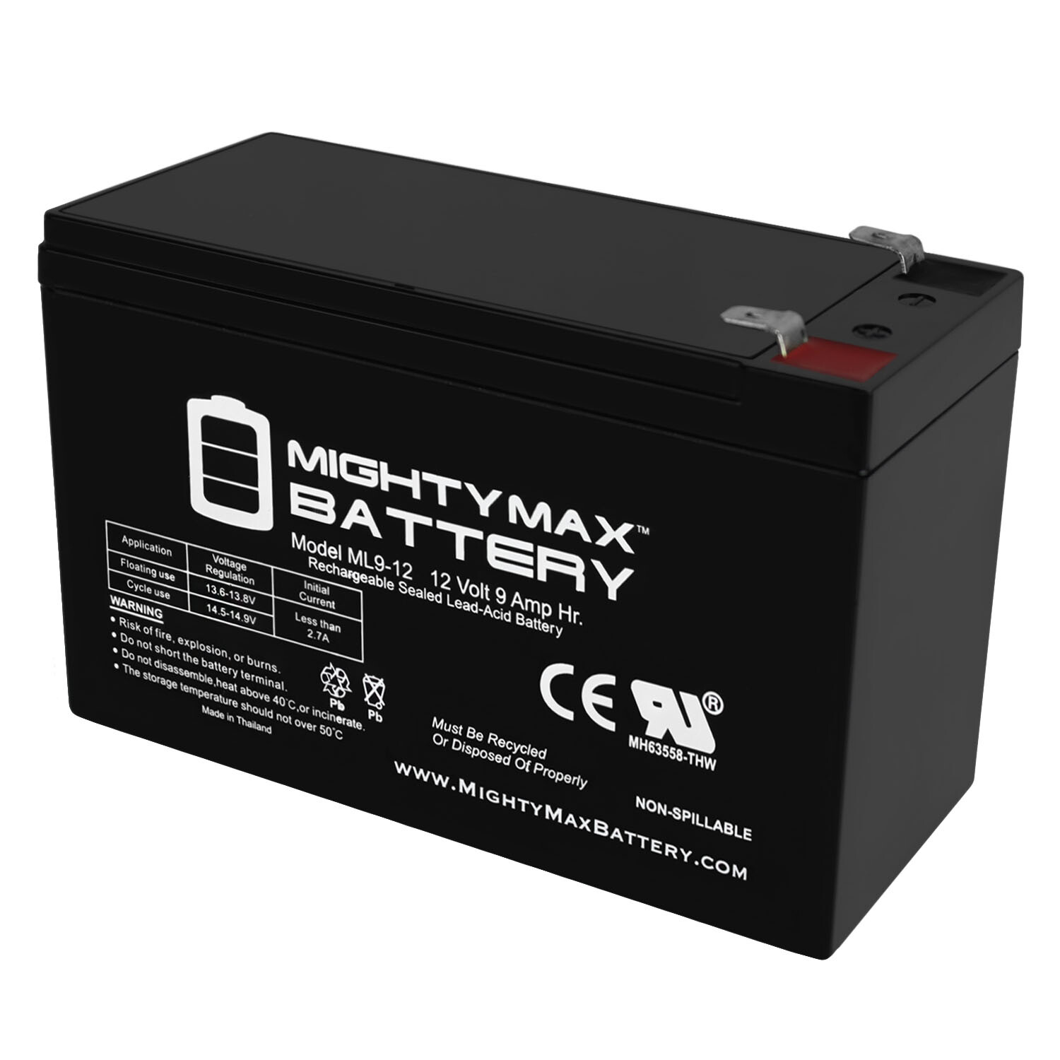 Mighty Max ML9-12 - 12V 9AH Computer Back Up Power Battery