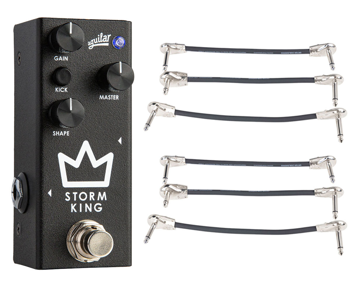 Aguilar Stormking All-Analog Distortion/Fuzz Pedal + 2x Gator Patch Cable 3 Pack