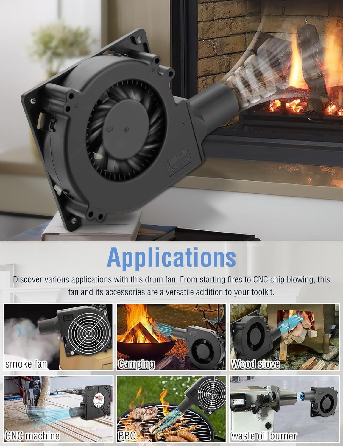 Compact 12V Squirrel Cage Blower Fan with Variable Speed - BBQ & Airflow Control
