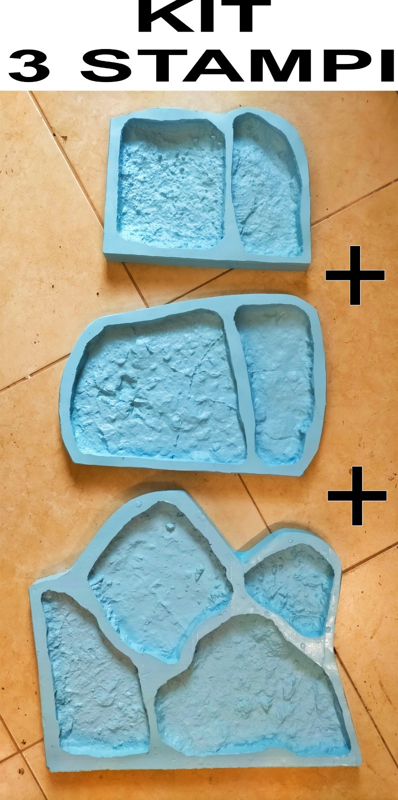 KIT 3 MOLDS x FAKE RECONSTRUCTED STONE BRICK PLASTER CONCRETE VENEER STONE MOLD