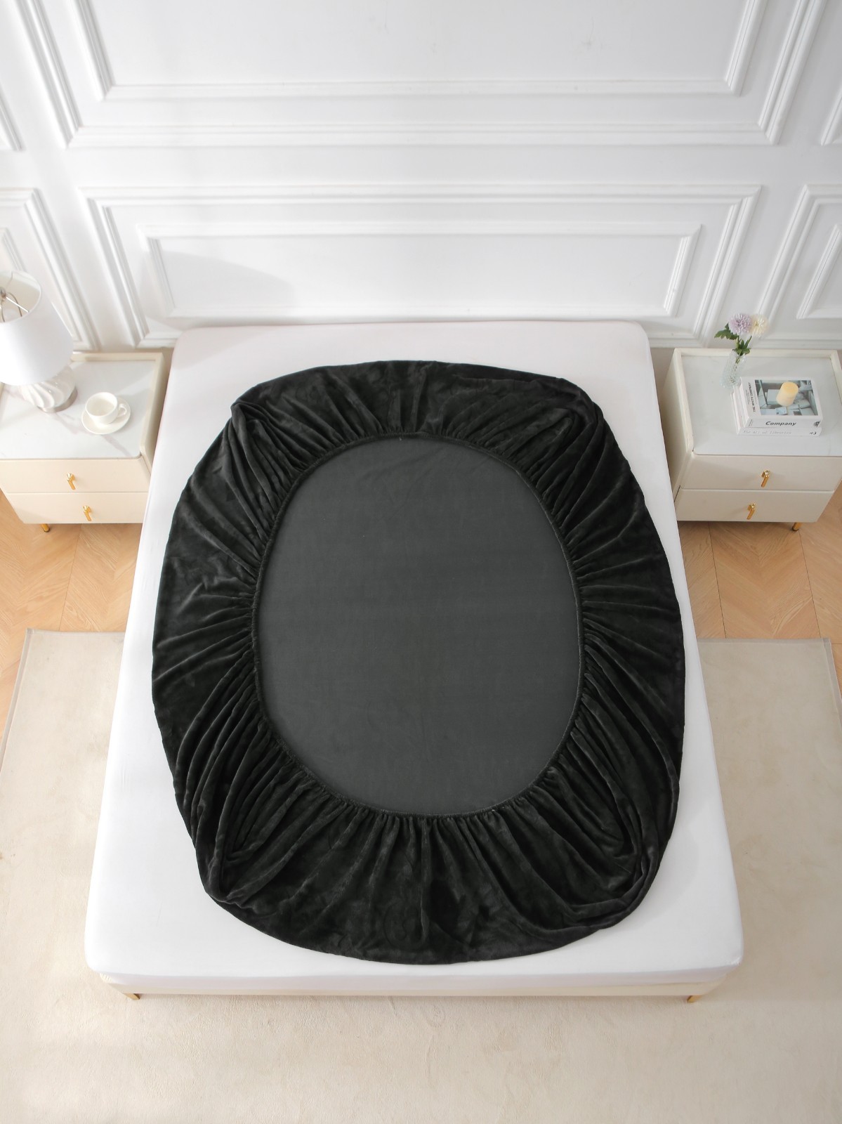 Velvet Fitted Sheet Queen King Bed with 2 Pillowcase Velvet Mattress Cover