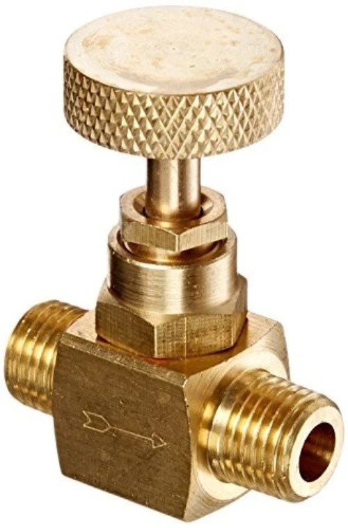 PIC Gauges NV-B-1/4-MXM Brass Needle Valve, 1/4" Male NPT X 1/4" Male NPT