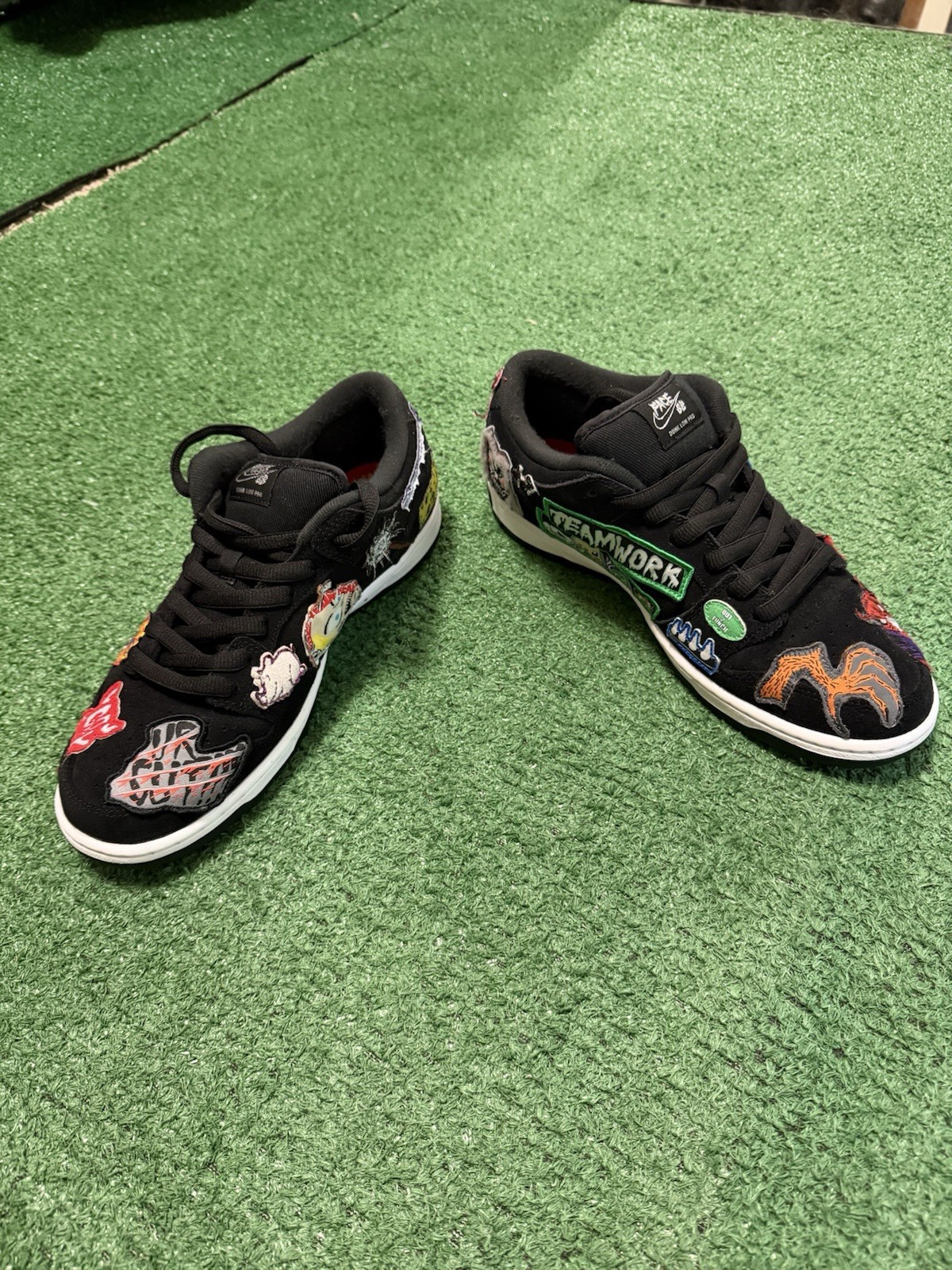 Nike SB Dunk Low Pro Neckface Black Skateboarding Shoes US Size 10
