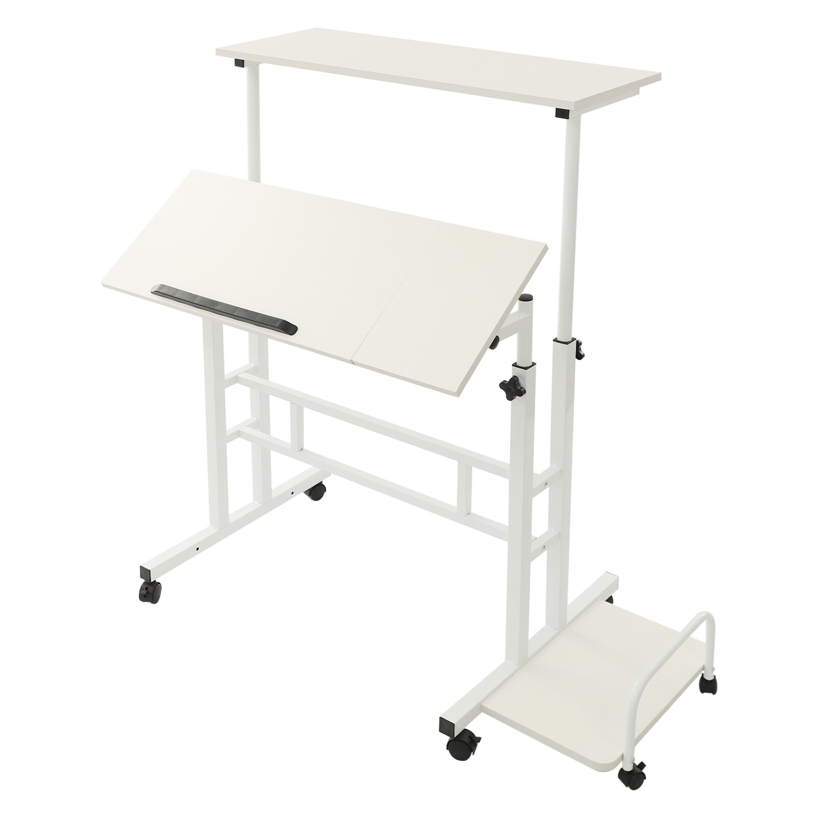 White Computer Desk, Multi Functional Foldable Desk, Adjustable Computer Table