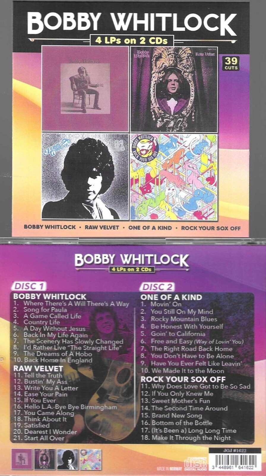 BOBBY WHITLOCK-BOBBY/RAW VELVET/ONE OF KIND/ROCK SOX OFF-4 LPS ON 2 CDS